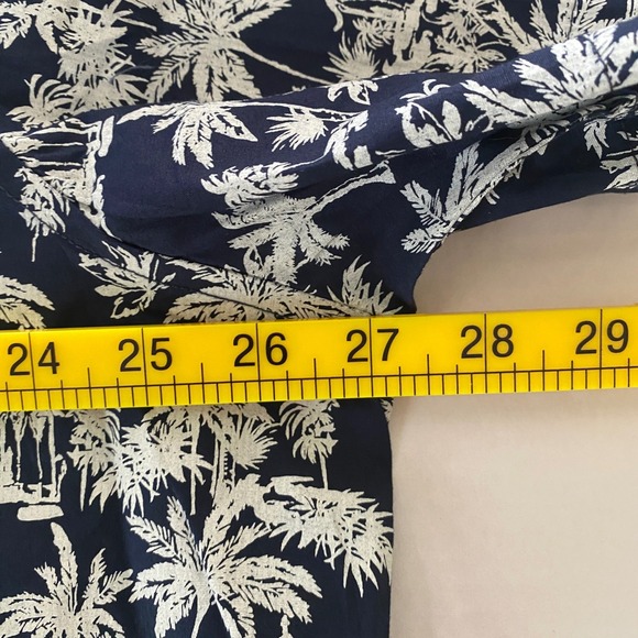Tailor Vintage Luxe Performance Palm Tree Shirt Navy White XXL Airotec Stretch - Picture 5 of 9